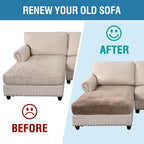 H.VERSAILTEX Velvet Stretch Individual Chaise Cover Sectional Couch Covers for L Shaped Sofa Both Left/Right Furniture Protector Seat Cushion Sofa Cover (1 Piece Chaise Cover, Taupe)