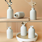 Modern White Small Ceramic Vase Set of 6 for Living Room Bedroom 4.72'' Minimalist Fresh Flower Vases for Home Decor Office Centerpieces Fireplace Nordic Style Gift for Fake Plant 6 Pack