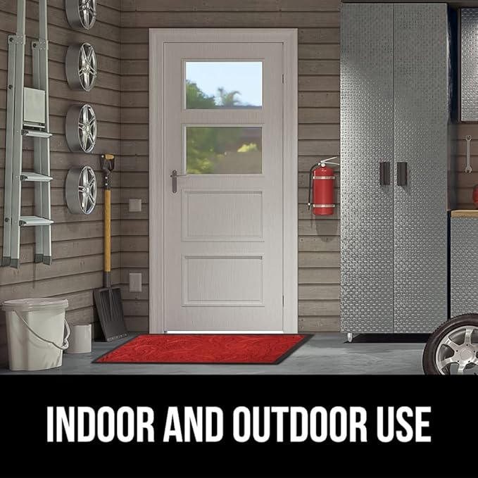GORILLA GRIP 100% Waterproof All-Season WeatherMax Doormat 35x23, US Designed Natural Rubber, Stain and Fade Resistant, Low Profile Indoor Outdoor Door Mats, Easy Clean Patio Mat, Red Vintage Wine