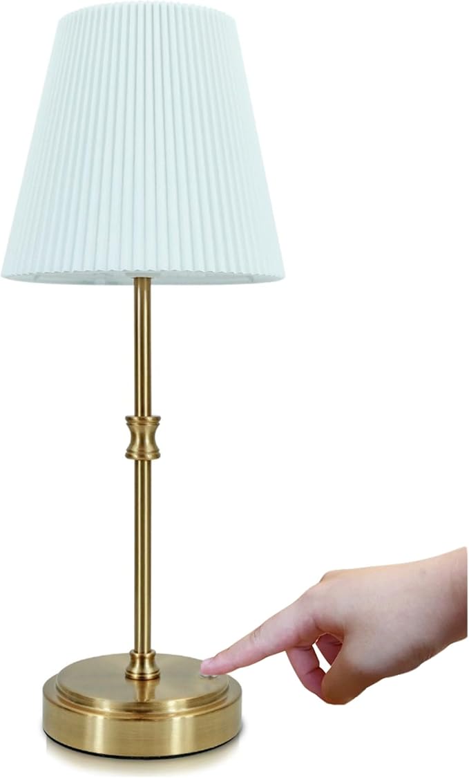 Cordless Table Lamp Rechargeable Vintage Gold-5000mAh Battery Operated Lamp for Decor, 2700K Stepless Dimming Touch Control Wireless Lamp for Bedroom, Living Room, Office, Dormitory