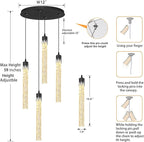 Mini Chandelier Crystal Pendant Lights,Bubble Crystal Chandelier for Living Room Bedroom Modern LED Ceiling Light Dimmable 2700k-6000k