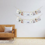 2PCS Boho Hanging Photo Display with Clips - Wooden Bead Garland String,Photo Collage Holder for Dorm,Cubicle & Teen Girl Room Decor,Picture Wall Banner with Clips for Bedroom Office Decorations