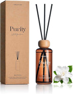 M&SENSE White Gardenia Reed Diffuser: 6.3 fl oz Lemon & Linen Scented Aroma Set with Light & Subtle Fragrance, Non-Toxic Natural Essential Oil Gifts for Bedroom Shelf Decor Small Spaces