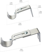 Amazon Basics Heavy Duty Adjustable Curtain Rod Wall Bracket Hooks for 1 Inch Rod, Set of 2, Silver Nickel