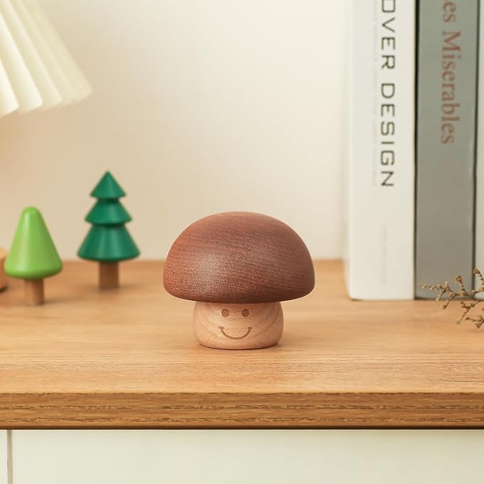 Wood Happy Birthday Wind up Music Box Mini Cute Mushroom Vintage Engraved Mechanism Musical Boxes Birthday Gift for Family Friend Lover Classmate Kids Children Mom Wife