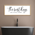 The Best Days End In Dirtiest Clothes Wall Decor 32"x12" Large Laundry Room Bathroom Funny Wood Framed Sign wall Hanging Art (Wood)