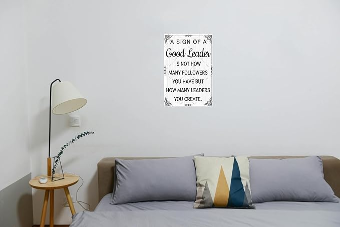 DZQUY Good Leader Metal Sign –12x8 Inches Inspirational Wall Art with Vintage Retro Design, Motivational Office & Home Decor for Living Room, Bedroom