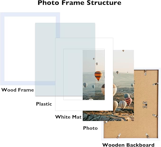 10x14 Picture Frame Set of 12 for 30 x 40 cm Diamond Art Painting, Display 8.5x11 with Mat or 10x14 without Mat, Wood 10 by 14 Wall Gallery Poster Photo Frames Bulk with 8.5x11 Mat,12 Pack, White