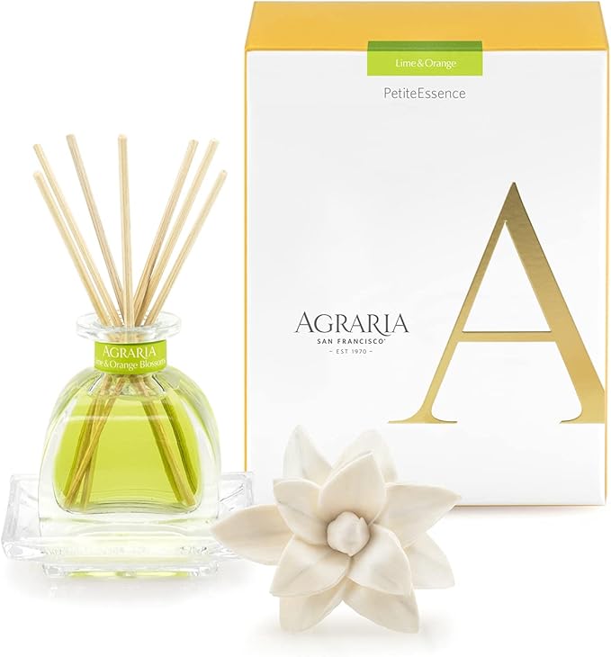 AGRARIA PetiteEssence Flower and Reed Diffuser Set, Hand Crafted Sola Flower Botanical Home Fragrance Set, Scented Oil Gift for All Occasions