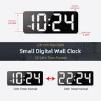 LED Digital Wall Clock with Large Display, Big Digits, Auto-Dimming, 12/24Hr Format, Modern Electric Small Silent Wall Clock for Living Room, Bedroom, Classroom, Farmhouse, Kitchen, Office - White