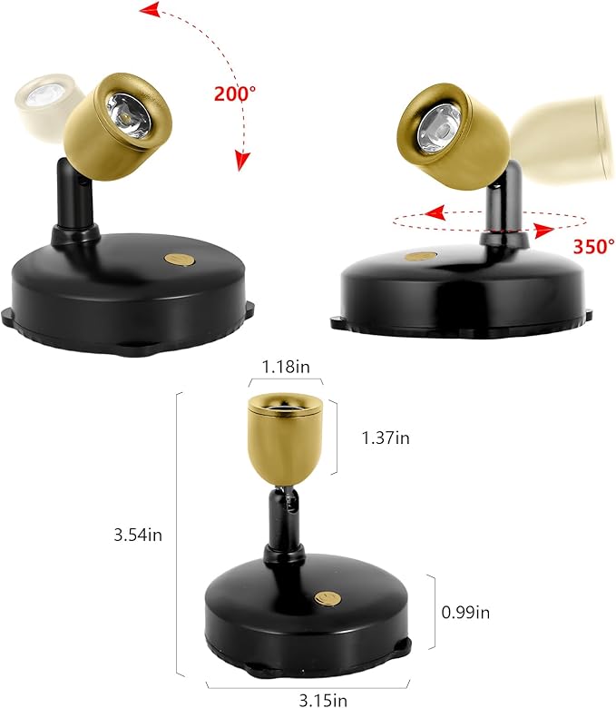 Cordless Spotlight Battery Powered, Dimmable Accent Up Light with Remote, Indoor LED Display Lighting for Picture Photo Dartboard Plant Tree Decor Painting Art Portrait