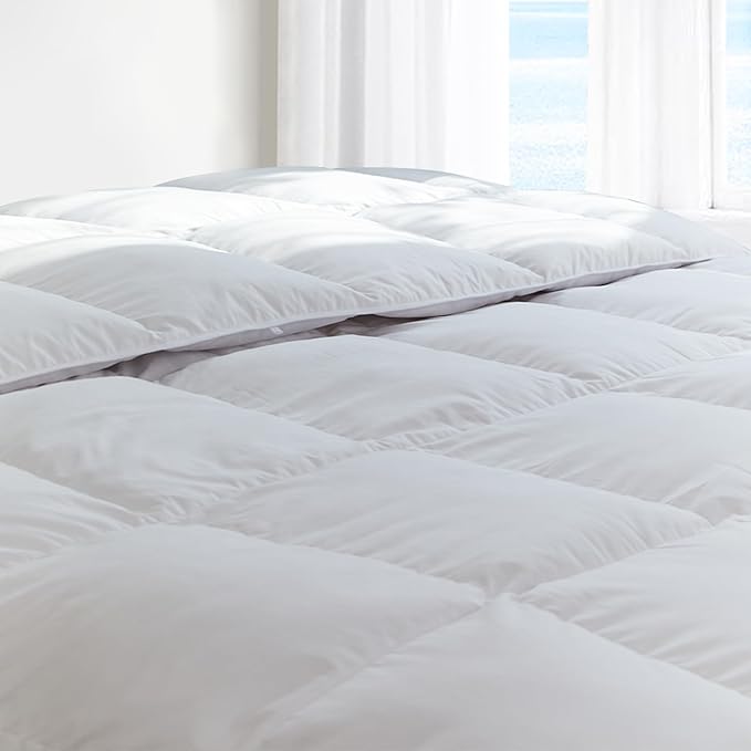 Globon Ultra-Soft Lightweight Down Feather Comforter Queen Size,Breathable Thin Blanket Duvet Insert for Hot Sleeper/Warm Weather,Noiseless Shell,700 Fill Power with Corner Tabs,White…