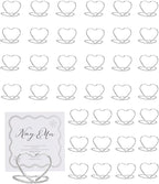 36 Pcs Heart Table Number Holders - Rust-Resistant Metal Place Card Stands for Weddings, Office & Home Decor (Silver)