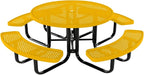 Coated Outdoor Furniture Heavy-Duty Portable Outdoor Kids Table with Umbrella Hole, Punched Steel Kids Picnic Table, Commercial-Grade, Made in America (46 In, Round, Childrens, Yellow)