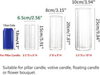 Hewory Glass Cylinder Ribbed Vases Set of 6, Tall Clear Vase for Centerpieces, Hurricane Candle Holders for Pillar or Floating Candles, Round Vases for Wedding Anniversary Events Home Table Decor