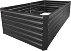 8x3x2FT Metal Raised Garden Bed Kit, Galvanized Outdoor Garden Bed Planter Box for Vegetables, Flowers, Herbs, Succulents and More, Black