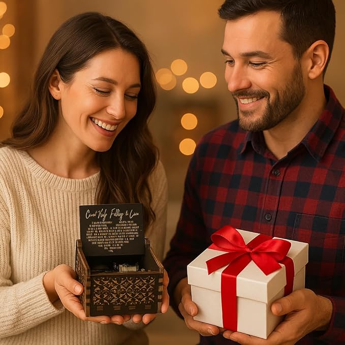 Can't Help Falling in Love Wooden Music Box for Women, Men, Girlfriend, Boyfriend, Wife, Husband – Romantic Couple Gift for Birthday or Valentine’s Day