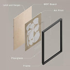 SIGNWIN Framed Tropical Mid-Century Wall Art, Set of 4 Modern Hawaiian Geometric Print Wall Decor Prints, Nature Wilderness Wall Décor for Living Room, Bedroom - 12"x16" Black