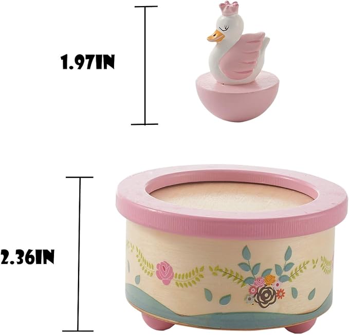 RUYU Wooden Music Box,Musical Box Swan Toy Decoration Birthday Present for Lover Friends and Children,Pink