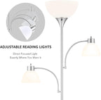 VONLUCE 71" Floor Lamp for Living Room with 3 Bulbs, Standing Lamp with Adjustable Reading Light, Modern Torchiere Floor Lamp with 3 Color Temperatures, Tall Lamp for Bedroom Corner, Nickel