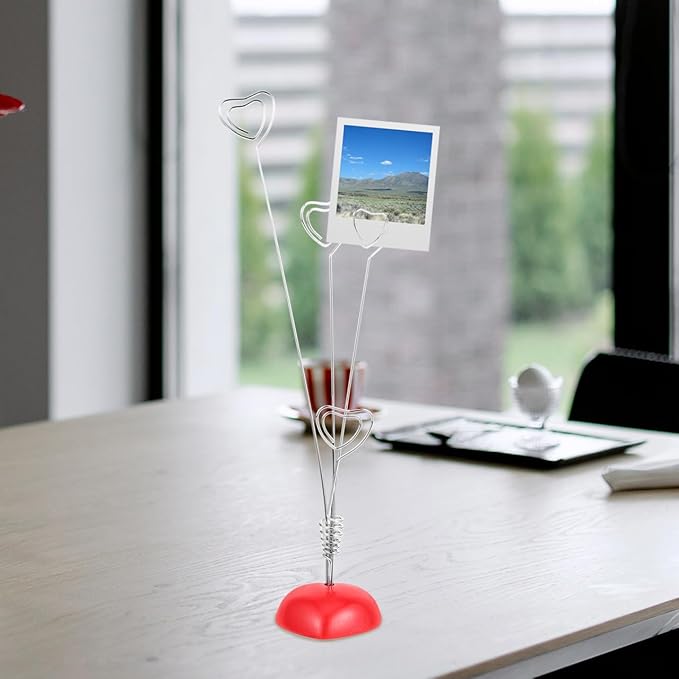 Tinksky Picture Stand-4 Clip Heart Photo Holder Card Note Memo Clip Tree Place Cards Holder
