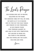 flowtorely The Lord's Prayer Plaque Bible Verse Sign Wall Decor 24"×16" Christian Scripture Inspirational Wooden Framed Wall Hanging Art (Black)