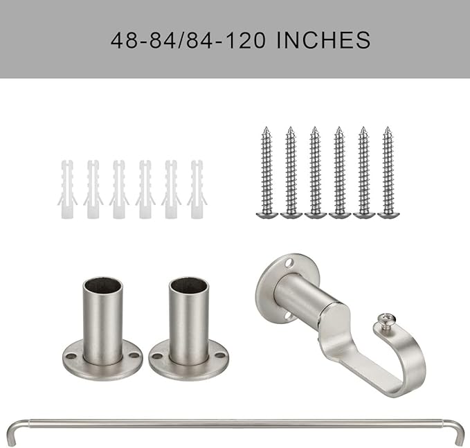 Room Darkening Curtain Rod, Wrap Around Design, Extra-Thick 1-Inch Diameter Single Drapery Rod, Extendable Metal Rod Set for the Blackout Curtains and Sheer (Satin Nickel, 48-84")