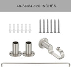 Room Darkening Curtain Rod, Wrap Around Design, Extra-Thick 1-Inch Diameter Single Drapery Rod, Extendable Metal Rod Set for the Blackout Curtains and Sheer (Satin Nickel, 48-84")