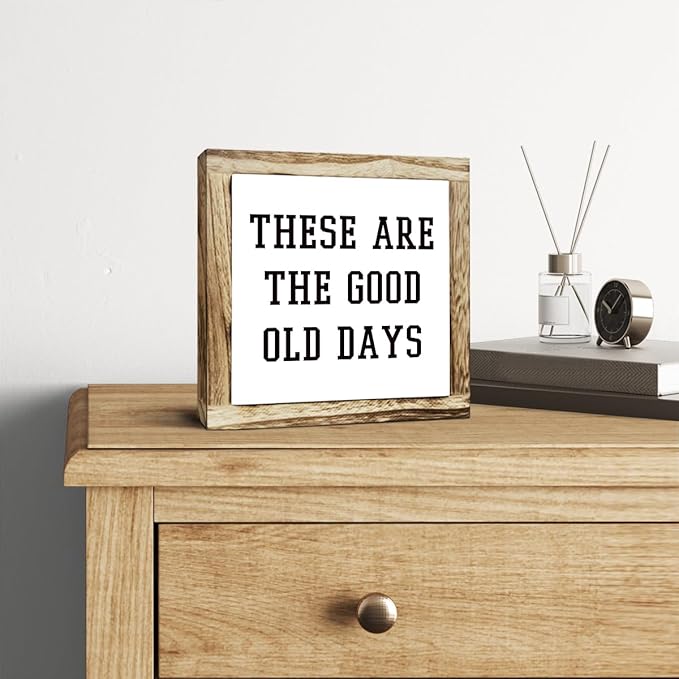 Inspirational Decor, Rustic Wood Sign, These are the Good Old Days Signs, Wooden Plaques Signs Table Decoration, Living Room Family Decor, Home Decorate for Shelf, Office Decorate