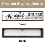 Humorous Decor for Bathroom, Get Naked Unless You're Just Visiting Sign, Funny Bathroom Box Sign, Rustic Wood Framed Signs, Modern Farmhouse Home Decoration, Restroom Decor 14.9 * 3.3 * 0.9 inches