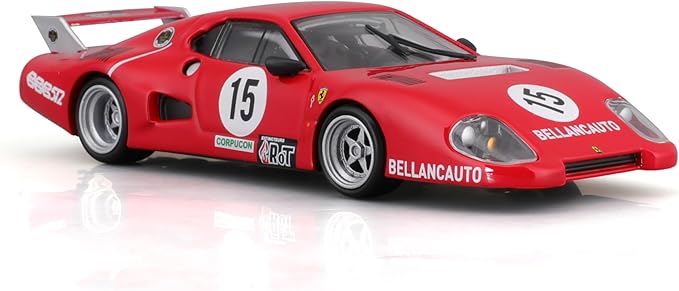 1:43 B18-36308 F-errari LaFerrari Racing 512 BB (II Serie) 1981, Red #15 Alloy Car Die Cast Car Model (512 BB 1981, #15)