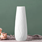 White Ceramic Vase, 8.4" H, Artistic Flower Vase Classic Style for Fireplace Bedroom Kitchen Living Room Centerpieces Office Desk, Fit for Holding Dried Flowers, Fresh Flowers, Artificial Flowers
