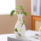 Artistic Ceramic Bud Vase with 3D Embossed Flower Pattern, for Dried/Fresh Flowers, Home Decor Vase Perfect for Modern Farmhouse Style Living Room Dining Table Centerpiece Shelf Accent