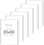 HAUS AND HUES 20x30 White Metal Picture Frames - Features Premium Aluminum, Vertical & Horizontal Hang, Shatterproof Plexiglass - Perfect for Home, Room, Office (20x30 in, White, Set of 6)