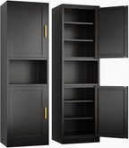 Tall Narrow Storage Cabinet 66.93" H Tall Bathroom Cabinet Metal Pantry Cabinets, 4 Adjustable Shelves for Kitchen, Home Office, Living Room, Dinning Room (20 inches Wide Black)