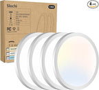 4PACK LED Flush Mount Ceiling Light Fixture, 3000K-4000K-6500K & 100W Equivalent Modern Kitchen Recessed Ceiling Lamp 15W 1500Lm 7.5 Inch Closet Round Surface for Bathroom Laundry Bedroom Hallway