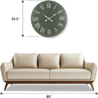 Large Wall Clock with Roman Numeral, 35” Shiplap Wall Clock Farmhouse Nearly Non-Ticking, Round Clock for Living Room Decor, Office, Bedroom, Entrance, Green