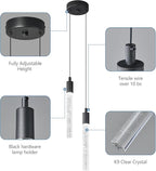 Modern Light Fixture Kitchen Island Pendant Light Dimmable LED Black Pendant Lights Mini Crystal Pendant Lighting for Bedroom Dining Room Living Room（2-Light ）