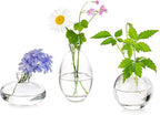 Glass Bud Vases Set of 3, Hewory Cute Clear Small Vases Handmade, Mini Glass Flower Vase for Floral Arrangement, Tiny Centerpiece for Wedding Party Events Home Office Table Decor (Not Include Flower)