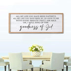 Goodness of God Framed Wall Art, 40''×15'' Positive Religious Natural Bible Verse for Christian God Jesus Christ Prayer, Vintage Rustic Long Holy Catholic Scripture Decor