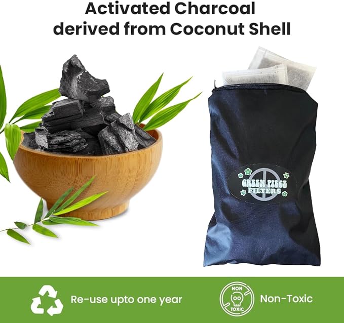 Green Piece® Pack of All Natural Baby Diaper Pail Deodorizer Activated Charcoal Air Purifier (15 Pack of Carbon Filters)