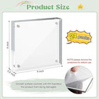4x4 Acrylic Picture Frames 24 Pack, 20mm Thicker Frameless Clear Picture Frame Freestanding Double-Sided Magnetic Acrylic Frames Desktop Display for Wedding Table Numbers Bedroom Home Office
