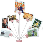 8-Branch Family Tree Picture Frame Holder, Card Photo Clips Holder Desk Stand for Memo Paper Note Photo Christmas Wedding Card Display (Cherry Blossoms)