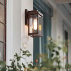 mirrea 11" Classic Outdoor Wall Sconce 1 Light in Oil Rubbed Bronze Rectangular Metal Frame and Clear Glass Shade Waterproof Porch Light Patio Light Pack of 2