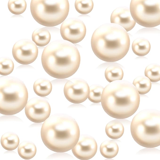 200 PCS White Vase Fillers, Pearls Bead for Centerpieces Vases, 10/14/20 MM No Hole Beads, Fake Pearls for Wedding Birthday Anniversary Theme Party Table Centerpieces Decor