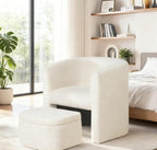 Mid-Century Velvet Living Room Chair Set of 2 with Storage Ottoman, Space-Saving Accent Chairs for Bedroom/Reading Spaces/Office, Cream