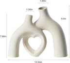 Snuggle Hollow Ceramic Decorative Vase, Modern Minimalist Nordic Boho Ins Style Vases for Home Decor Living Room Shelf Entryway Coffee Table or Console Décor (Matte Milky White)