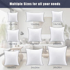 OKBA 12x12 Throw Pillow Inserts Set of 2-Fluffy Square Cushions with 100% Cotton Covers-Decorative White Pillow Fillers for Sofa, Bed, Couch, Living Room, Indoor Hotel Pillows