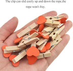 HAHIYO Heart Painted Mini Wooden Clothespin Clip Photo Paper Holders 1.38inch Tight Clamp Not Fray Rope Post Notices Handy Read for Hanging Postcard Wedding Orange 50PCS