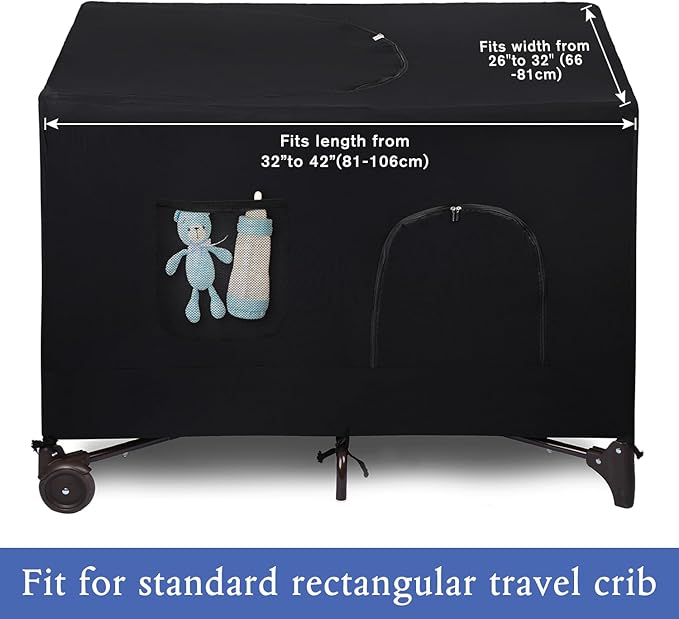 Crib Blackout Cover for Pack N Play - Travel Crib Cover, Breathable Baby Netting Cover/Tent for Indoor or Outdoor Portable Stretchy Blackout Tent, Net Curtains